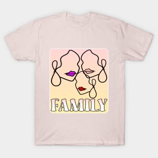 LINE ART FACE FAMILY T-Shirt